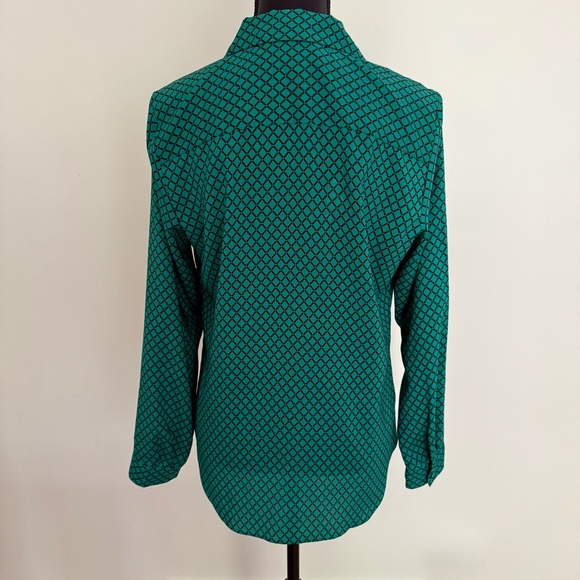Ann Taylor Long Sleeve Teal and Black Shirt - Picture 3 of 5